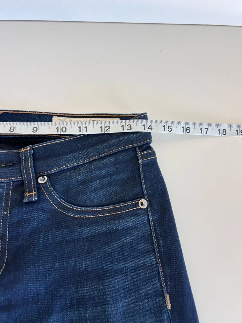 Rag‎ & Bone Women's Raw Hem Dark Blue Dearborn Skinny Jeans